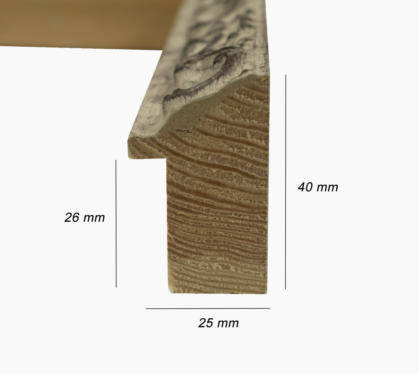 426.2000 crème dégradé noir mesure de profil 26x42 mm Lombarda cornici S.n.c.