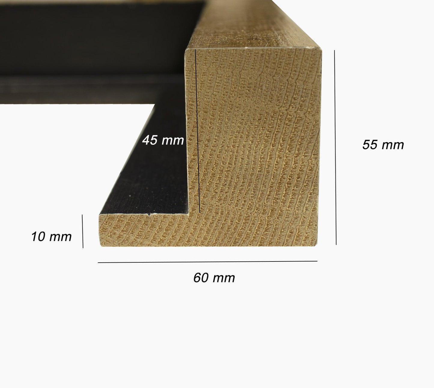 605.7601 Bilderrahmen in schwarz-goldenem Holzprofil mit den Maßen 60x55 mm Lombarda cornici S.n.c.