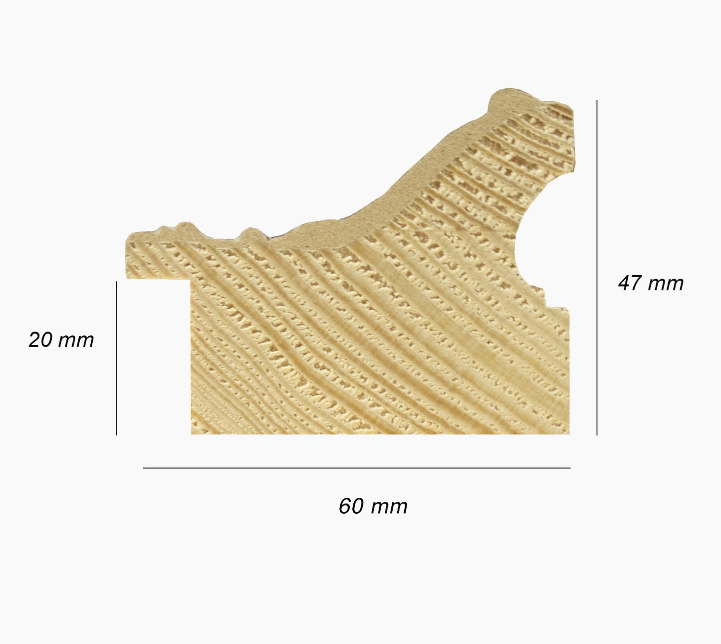 630.920 cadre en bois blanc avec fond marron mesure de profil 60x47 mm