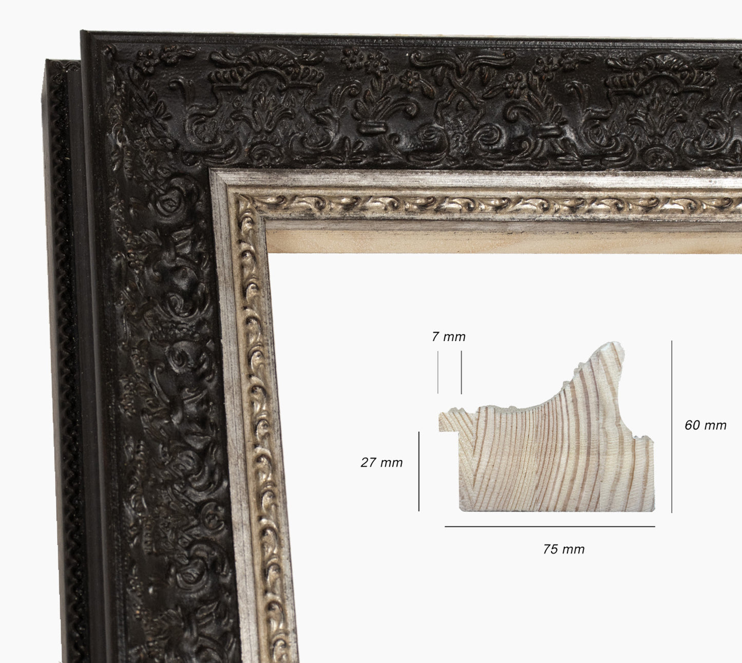 Cadre noire et or en bois sur mesure 731.602