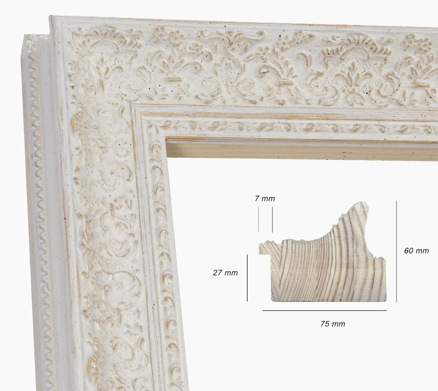 Cadre blanc fond ocre en bois sur mesure 731.915