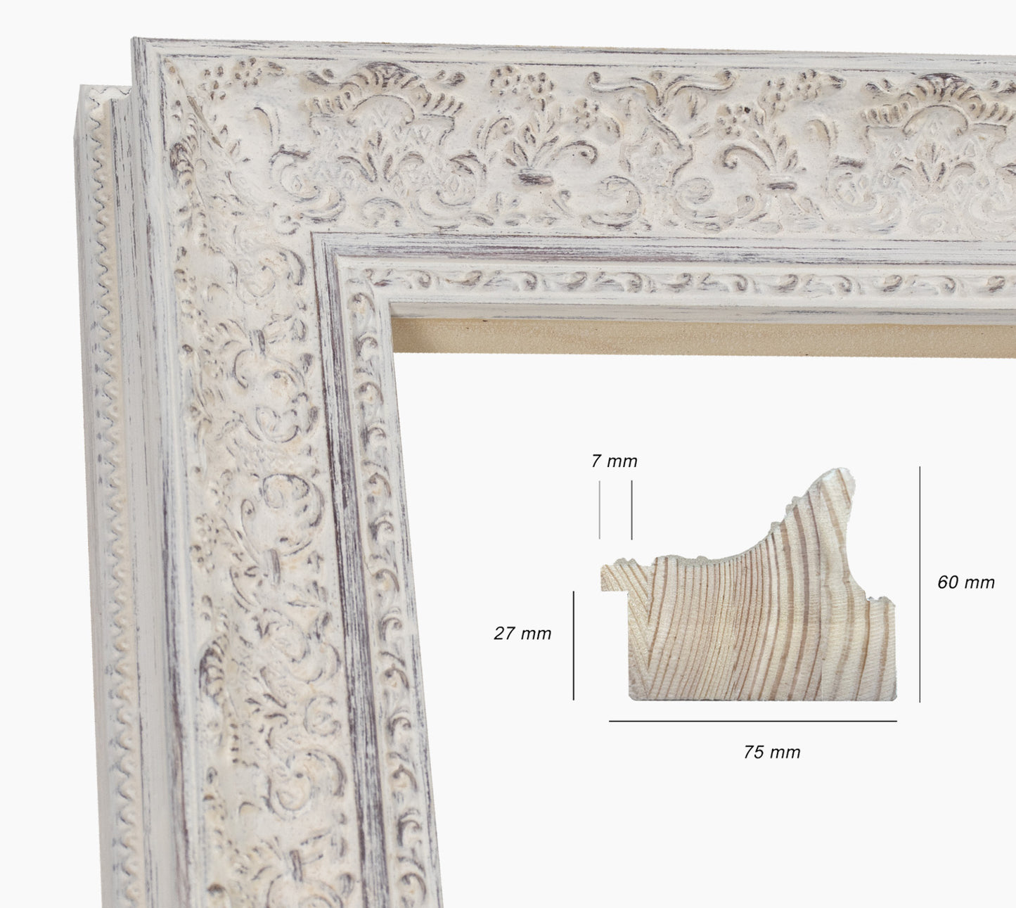 Cadre blanc fond marron en bois sur mesure 731.920