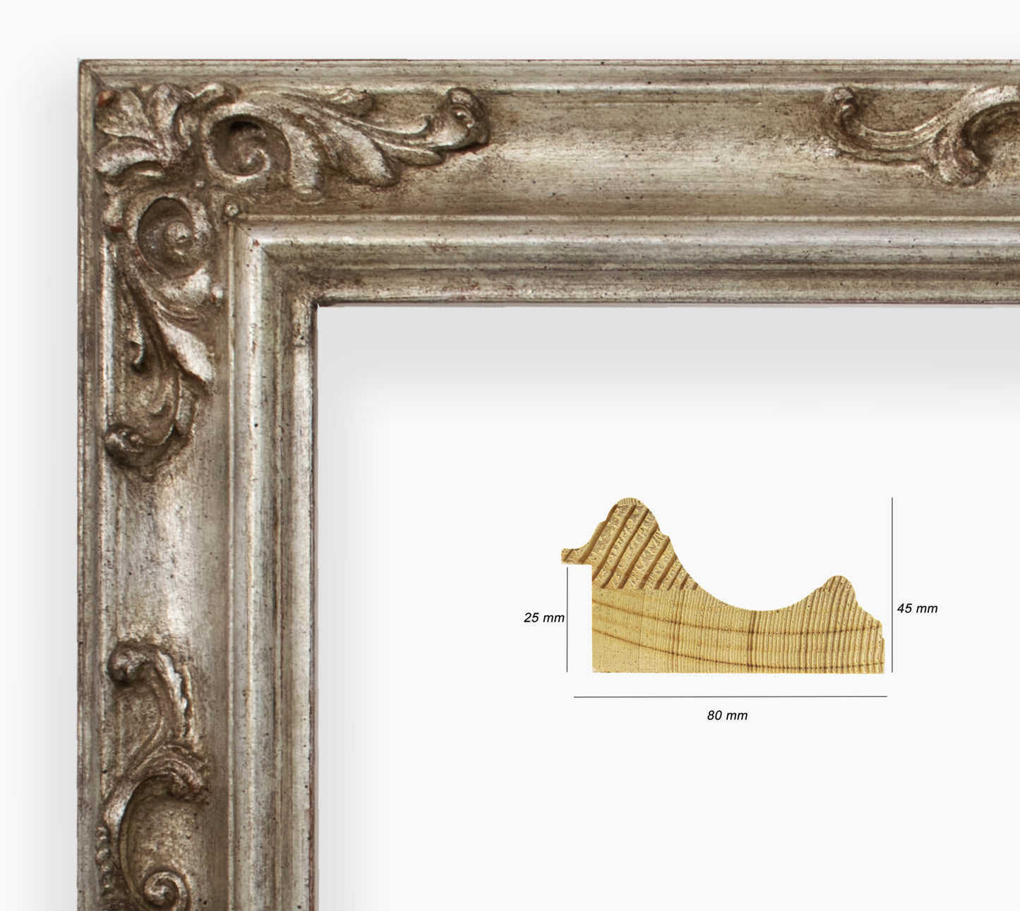 COR.739.011 baroque frame with silver leaf