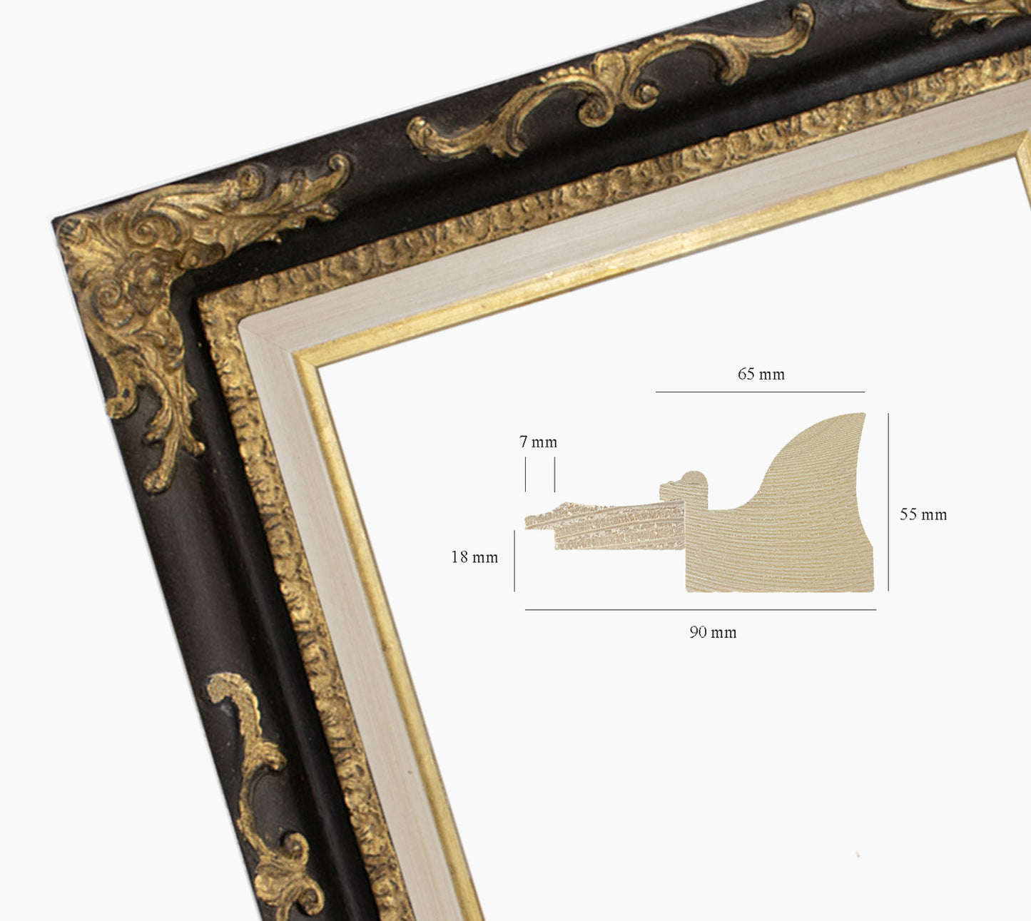 Bilderrahmen Schwarzes Barock mit Blattgold Cor430601135