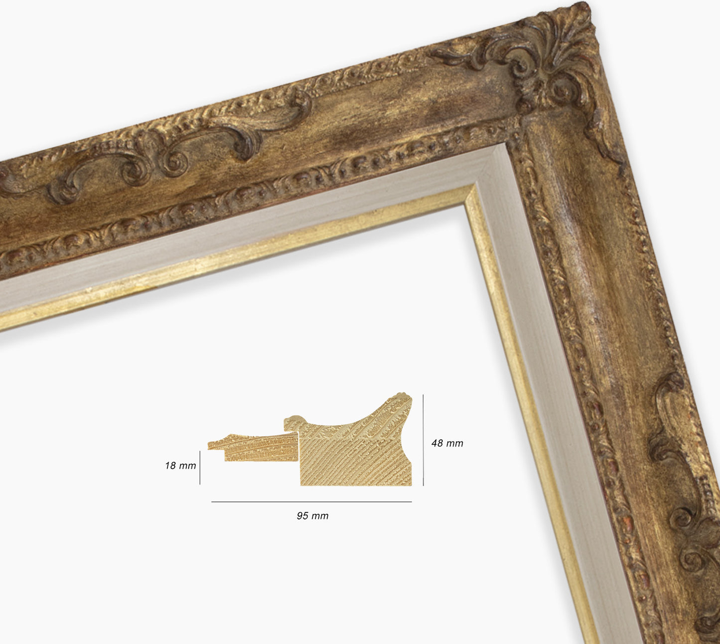 Cadre baroque a la feuille d'or antique COR620230135