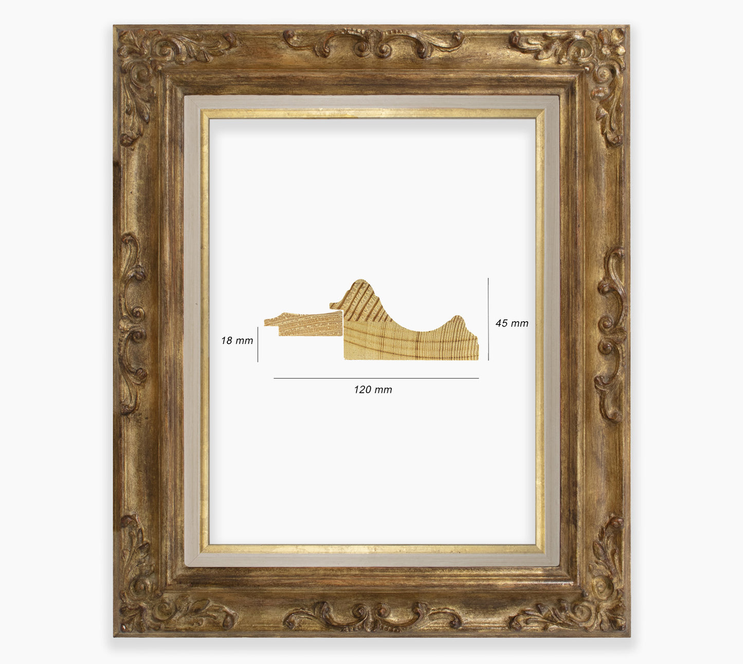 Cadre baroque a la feuille d'or antique COR739230135