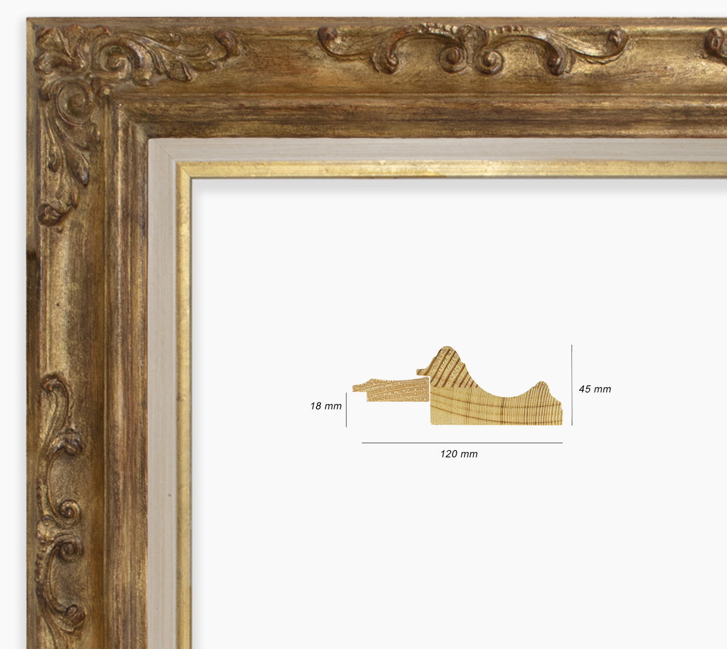 Cadre baroque a la feuille d'or antique COR739230135