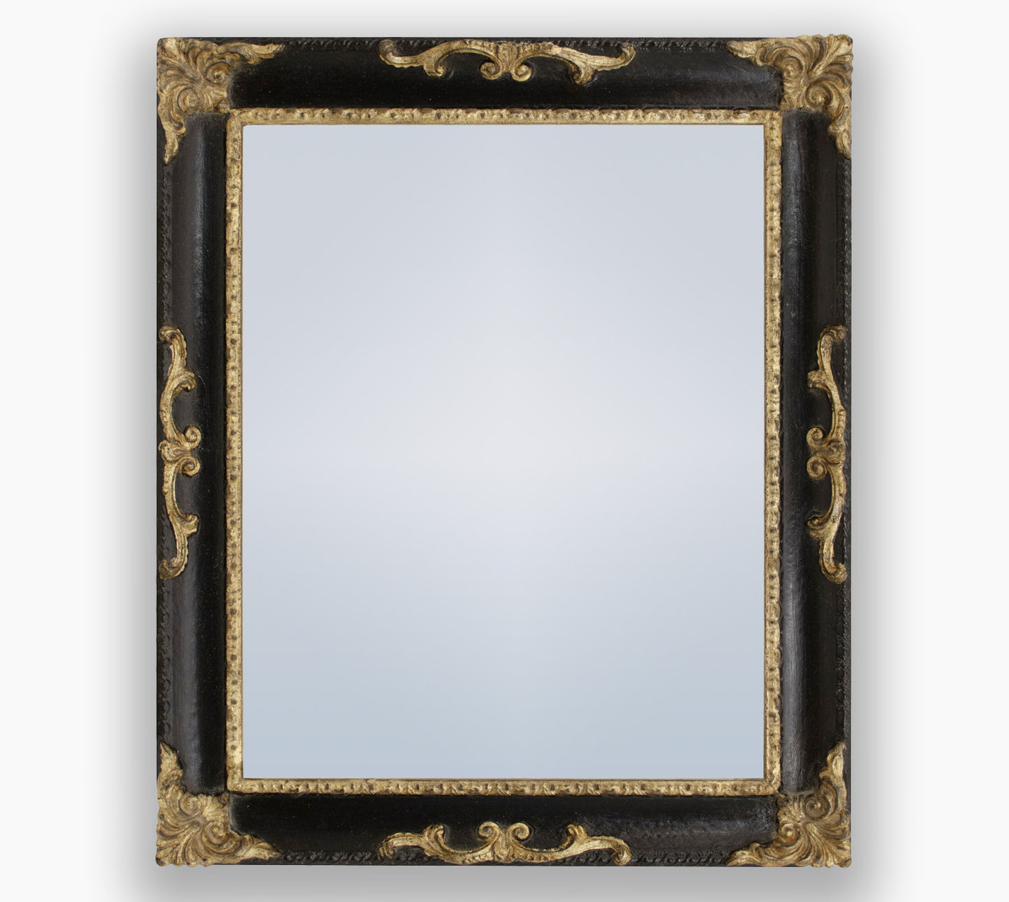 Alt -Messen alte schwarze und goldene Spiegel. 620.601