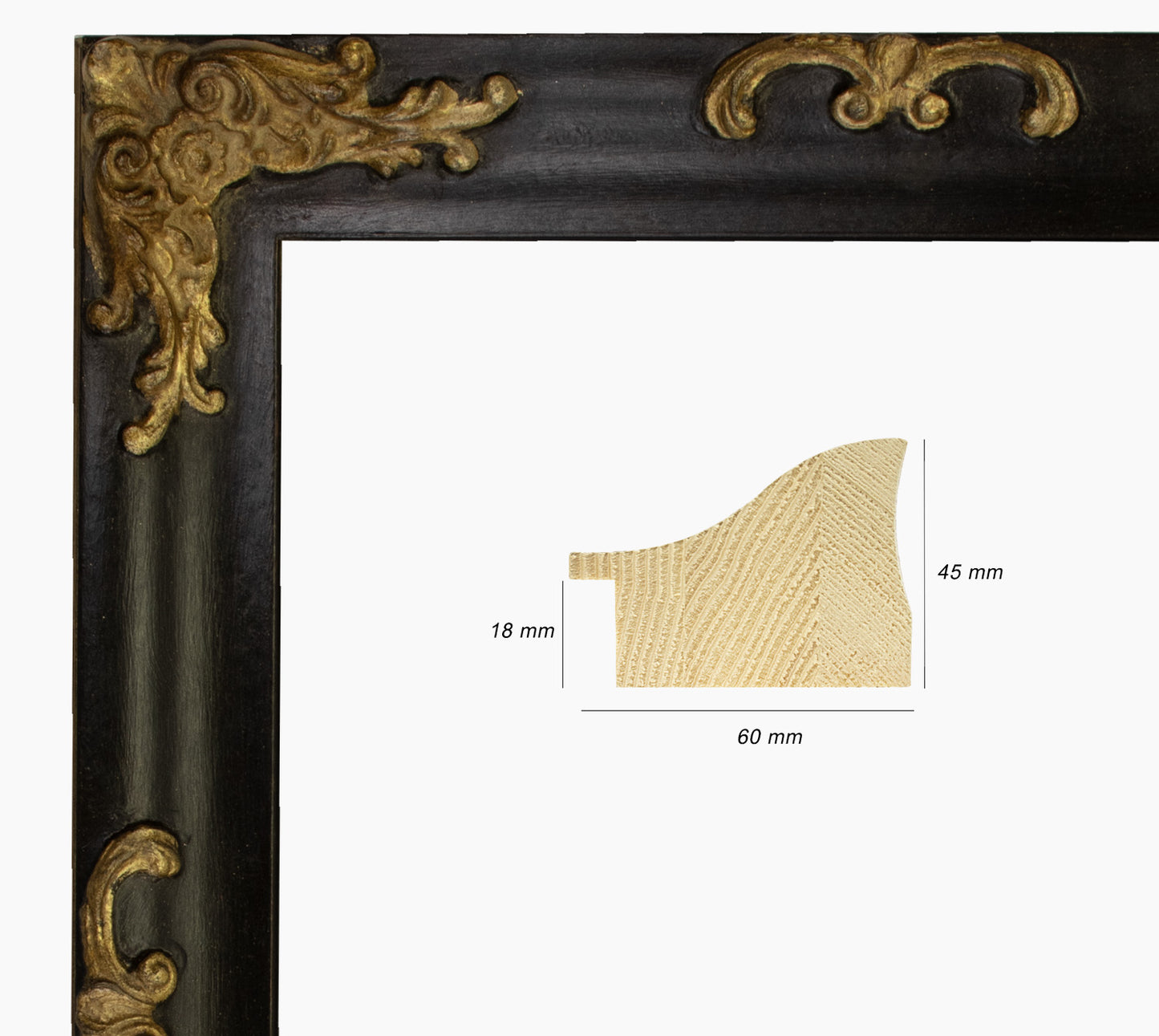 Miroirs ancien sur mesure noir et or cor.345.601