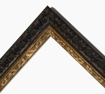 Schwarzer Rahmen und Gold in maßgeschneidertem Holz 495.601