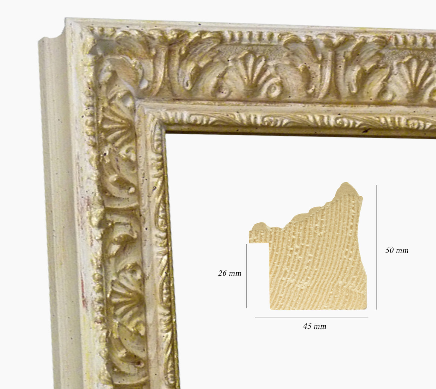Elfenbein- und Gold Barock Holzrahmen 496.190