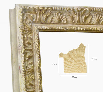 Elfenbein- und Gold Barock Holzrahmen 496.190