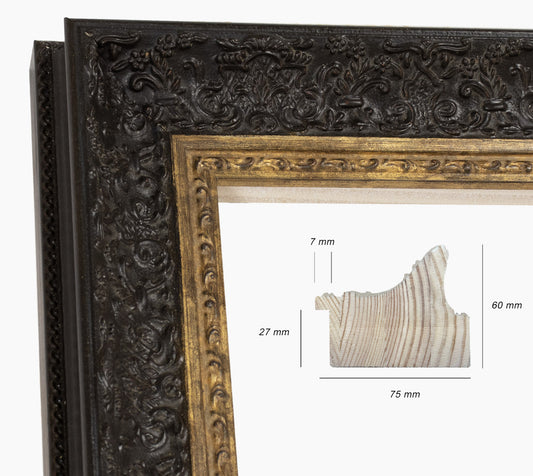 Cadre noire et or en bois sur mesure 731.601