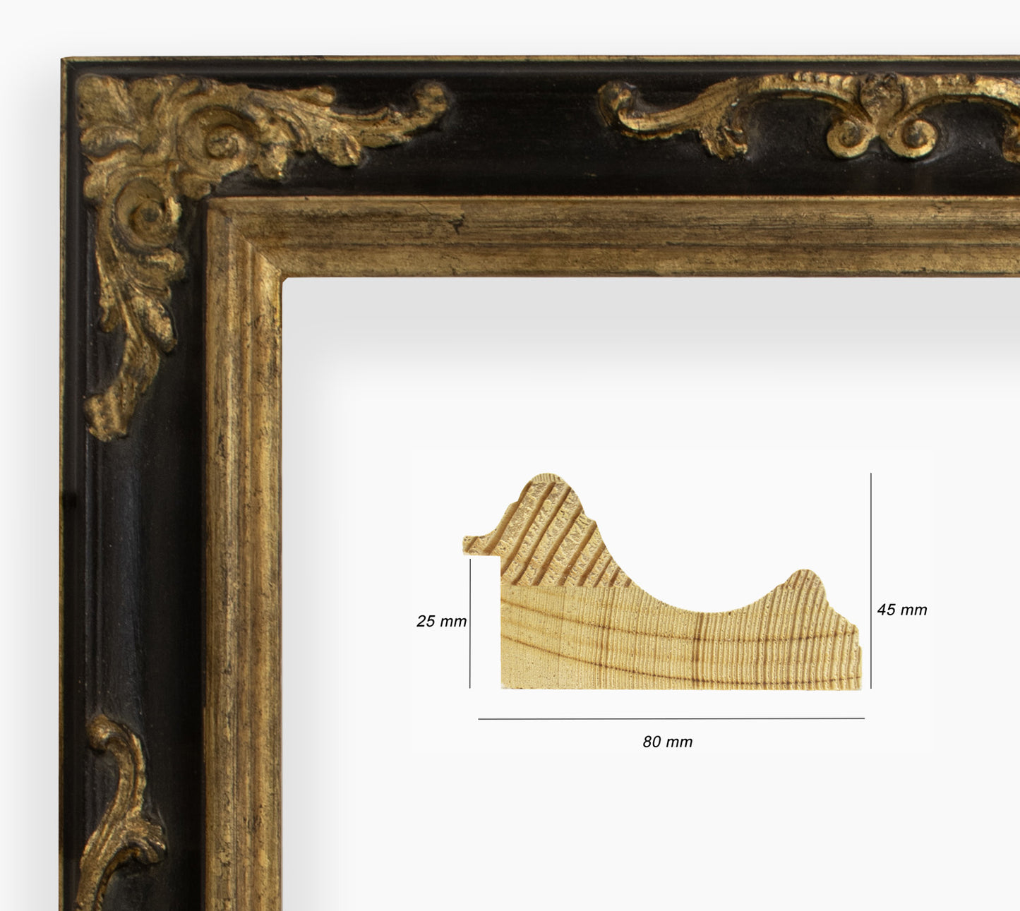 Cor.739.601 Holzrahmen mit Blattgoldschwarz -Hals