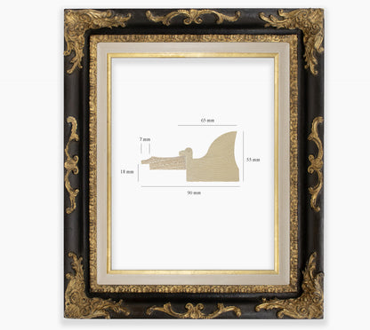 Bilderrahmen Schwarzes Barock mit Blattgold Cor430601135
