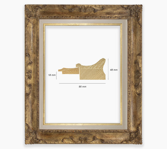 Cadre baroque a la feuille d'or antique COR620230135