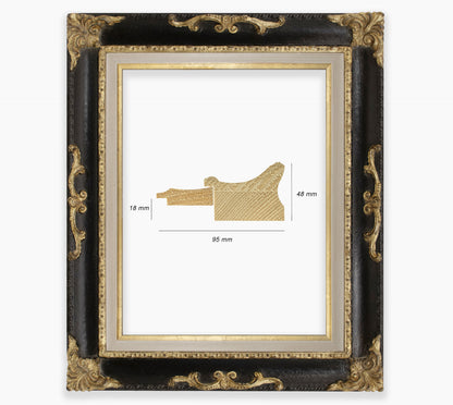 Cadre baroque noir a la feuille d'or COR620601135