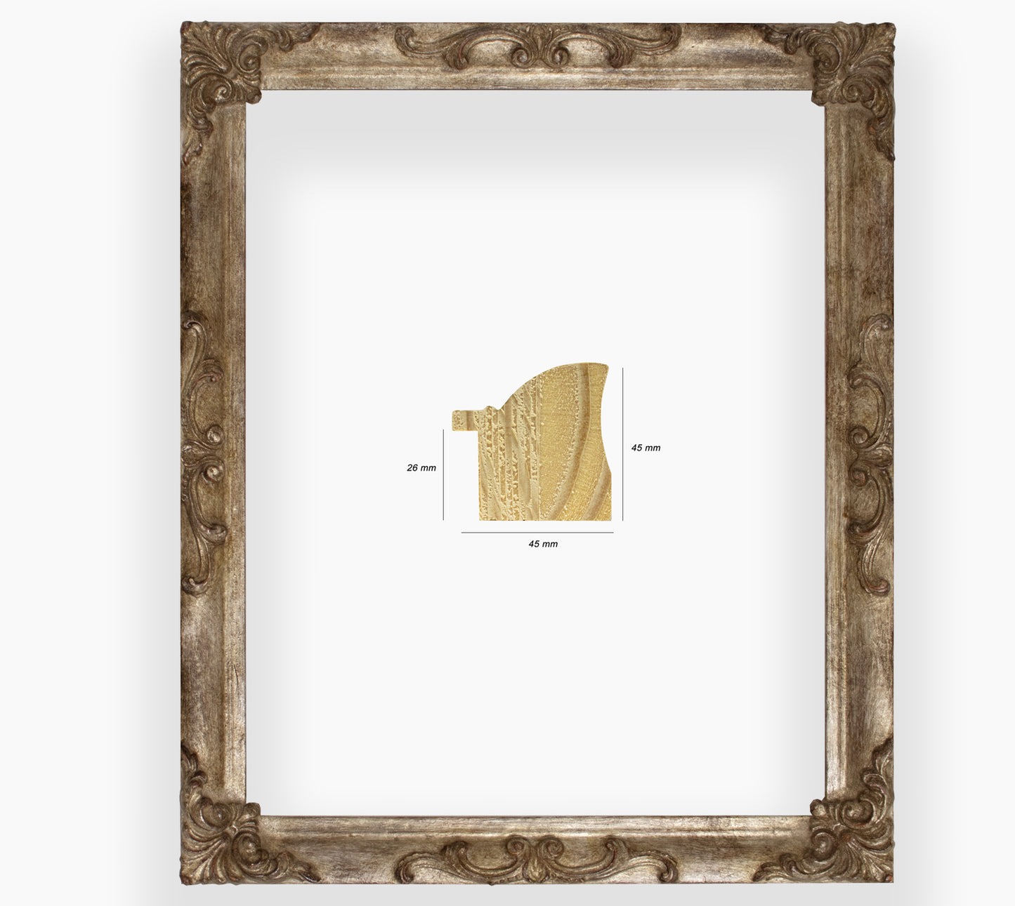 Cor.227.231 Holzrahmen mit alten Silberblatt